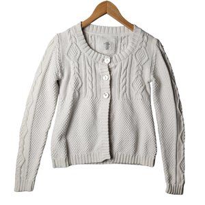 L.O.G.G. 100% Cotton Cable Knit Button Front Sweater Size Medium